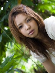 Yura Aikawa cute Asian teen in white is adorable in her white dress