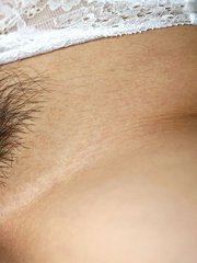 Kyou pretty teen modeling dress shows off hairy pussy and smiles