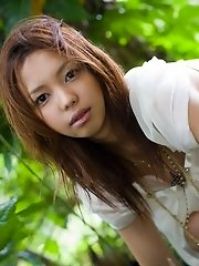 Yura Aikawa cute Asian teen in white dress