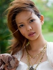 Yura Aikawa cute Asian teen in white dress