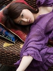 Asian sweetheart posing in lace dress is hot