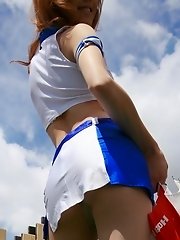 Naughty school tramp Risa takes off panties