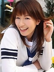 Towa Aino schoolgirl model shows off