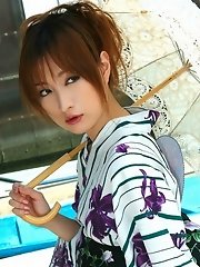 Asian kimono model is lovely and sexy