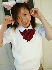 Naughty Yuka shows off her bathng suit