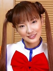 Innocent looking Japanese tramp teases cocks