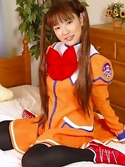 Innocent looking Japanese tramp teases cocks