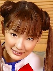 Innocent looking Japanese tramp teases cocks