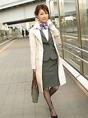Dressed for the office in her mini and heels