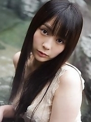 Beautiful and horny Japanese av idol Ruka Kanae dresses in schoolgirl uniform and then goes naked