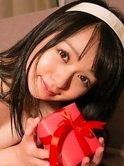 Cute and beauty Japanese av idol Aichi Nozomi undresses her Christmas outfit