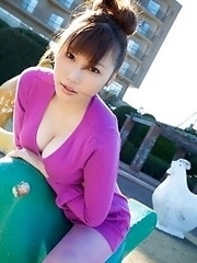 Busty Japanese av idol Honami Uehara takes shower naked showing her breasts