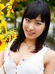 Sweet and nasty Japanese babes Kana Yume goes outdoors to show her naked tits