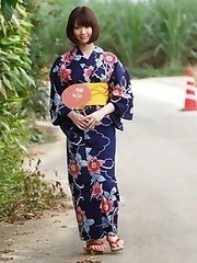 Sweet and innocent Japanese av idol Mayu Kamiya shows her amazing body wearing kimono