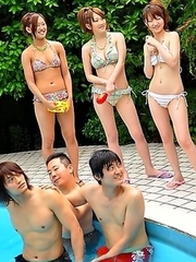 Really sexy Japanese pool party