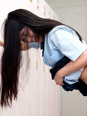 Schoolgirl Minano Ai  with Hairy pussy get facial