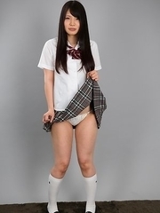 Cheerful schoolgirl Sana Iori using her perfect feet to get him off real quick