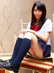 Sayaka Otonashi in school uniform is not in mood for class