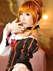 Saku is the most amazing blonde in epoque dress and room