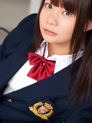 Mana doll in school uniform is naughty and happy after hour
