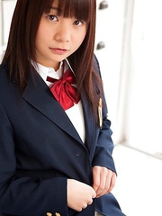 Mana doll in school uniform is naughty and happy after hour