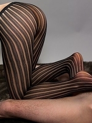 Saori Hirako shows her soles and ass with her silver tights pulled down