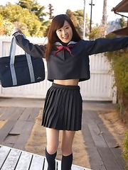 Teen Kana Yuuki is schoolgirl with nice face and slender figure