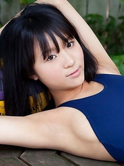 Miho Morita exposes hot butt in bath suit out of the house