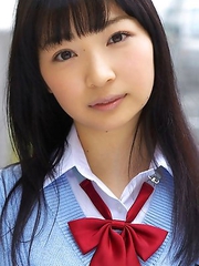 Kotone Moriyama in uniform bends and shows ass on street