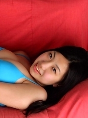 Miho Takai is proud owner of big boobs she has in blue bra