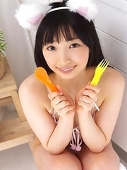Kotone Moriyama is sexy and with mood for playing kitten
