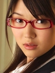 Noriko Kijima with specs and office suit is elegant and hot