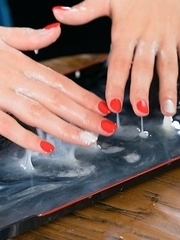 Tera Link Uses A Group of Guys' Cum For One Messy Handjob