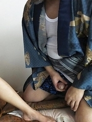 Juri Kitahara gives blowjob and rubs pussy