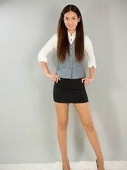 Leggy beauty Madoka Yukishiro gets her beautiful pussy teased with a toy