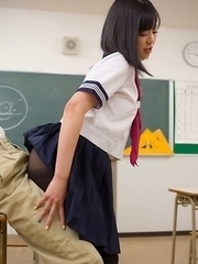 Schoolgirl Uta Kohaku gives a stunning footjob to her horny-ass teacher