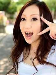 Hottie Asuka Souma posing outdoors Hottie Asuka Souma posing outdoors